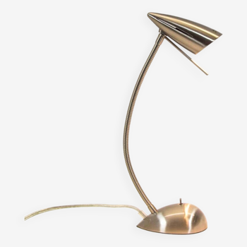 Lampe de table halogène | Aluminium brossé | Bras flexible en col de cygne | millésime des années 90