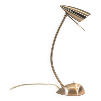 Lampe de table halogène | Aluminium brossé | Bras flexible en col de cygne | millésime des années 90