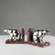 Art Deco Marble and Metal Bear Bookends, France 1930s