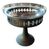 Copper and glass fruit bowl or compote dish Art Deco