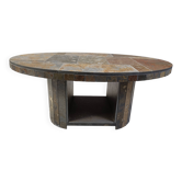 Vintage oval brutalist coffee table, 1970s