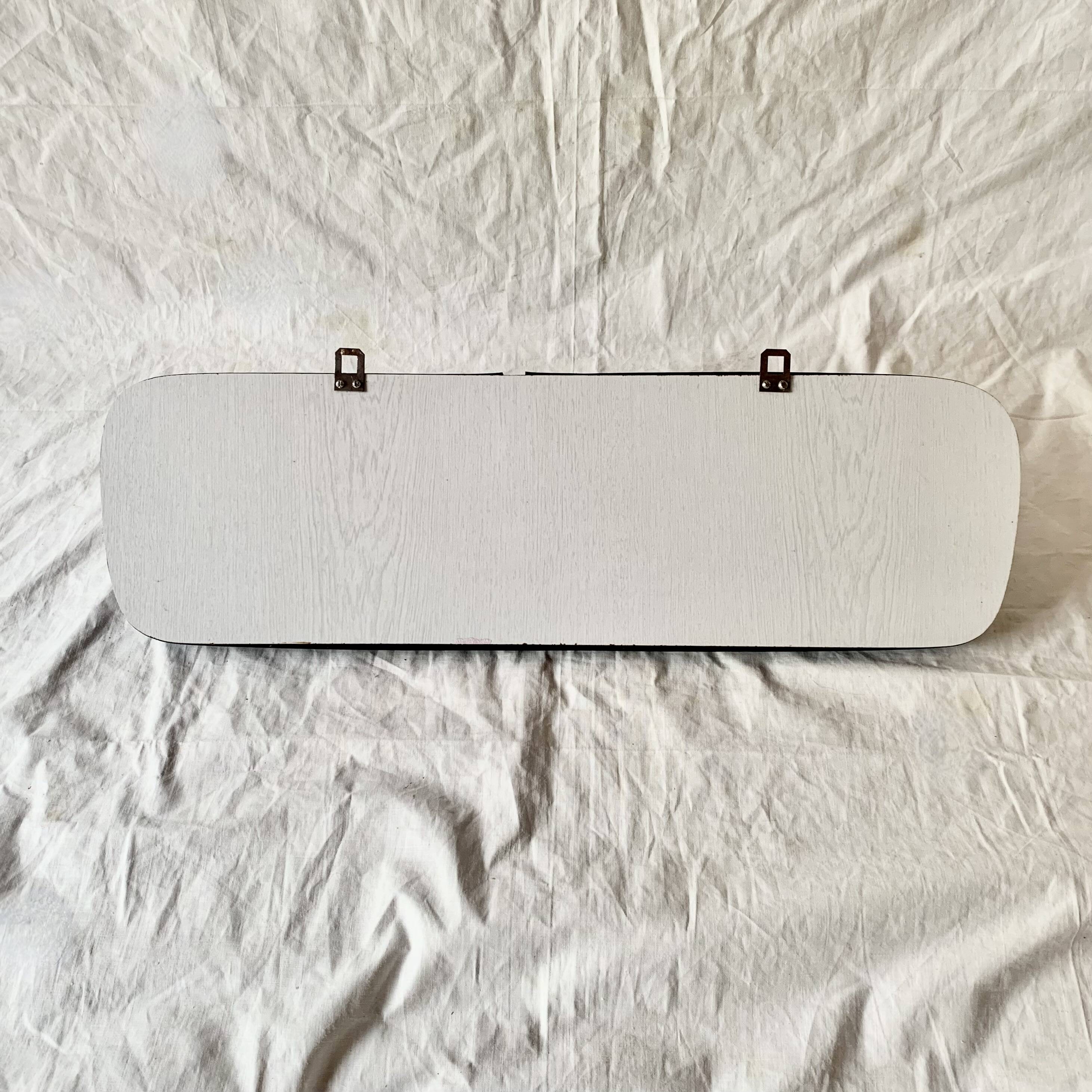 Vintage wall coat rack in white Formica - 4 cast aluminum coat hooks