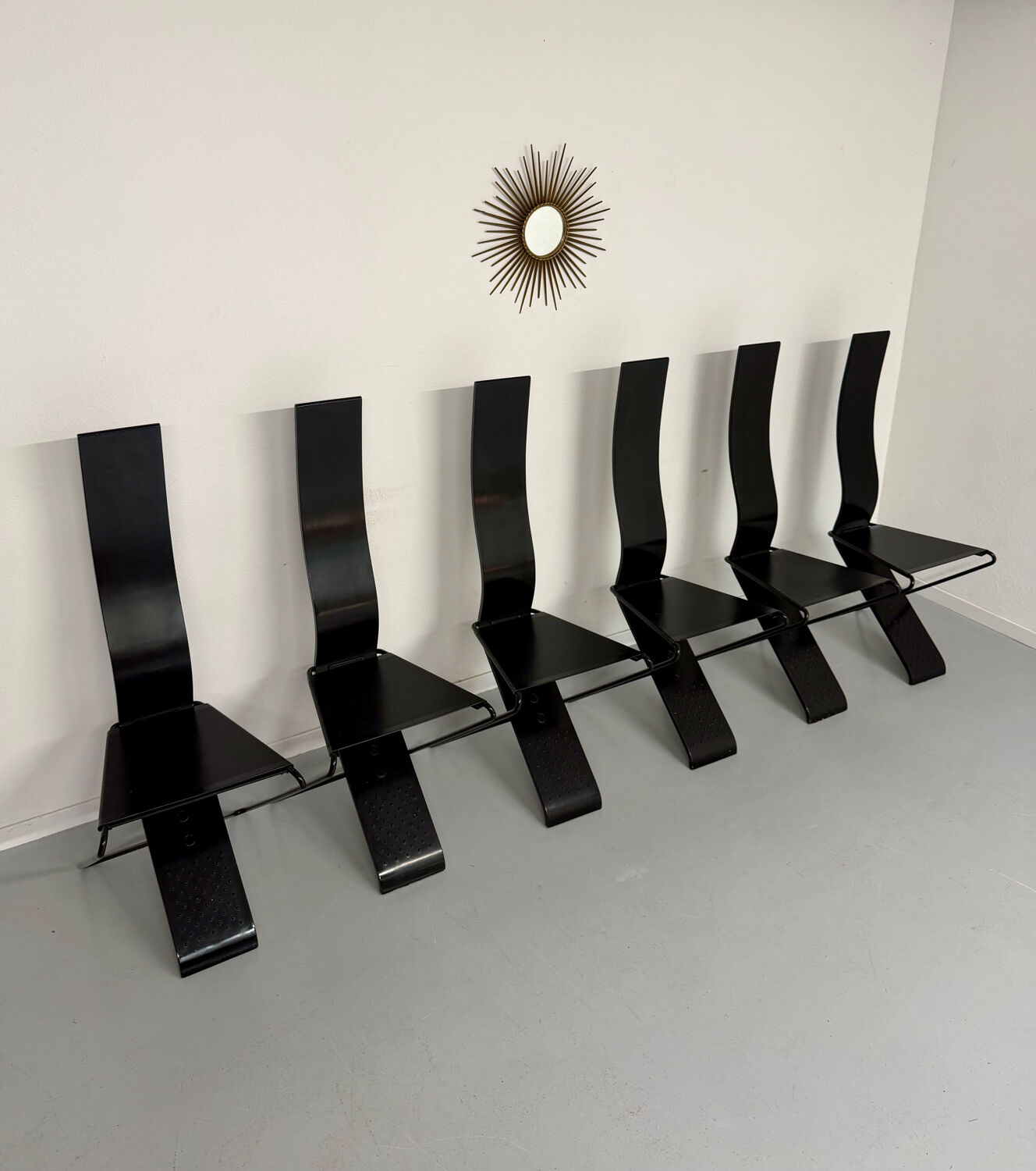 Set of 6 Italian design chairs by Pietro Arosio, postmodern, 1980s.