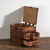 Japanese ko-dansu with hinged lid and paulownia wood drawers, Meiji–Taishō period, circa 1868–1926.