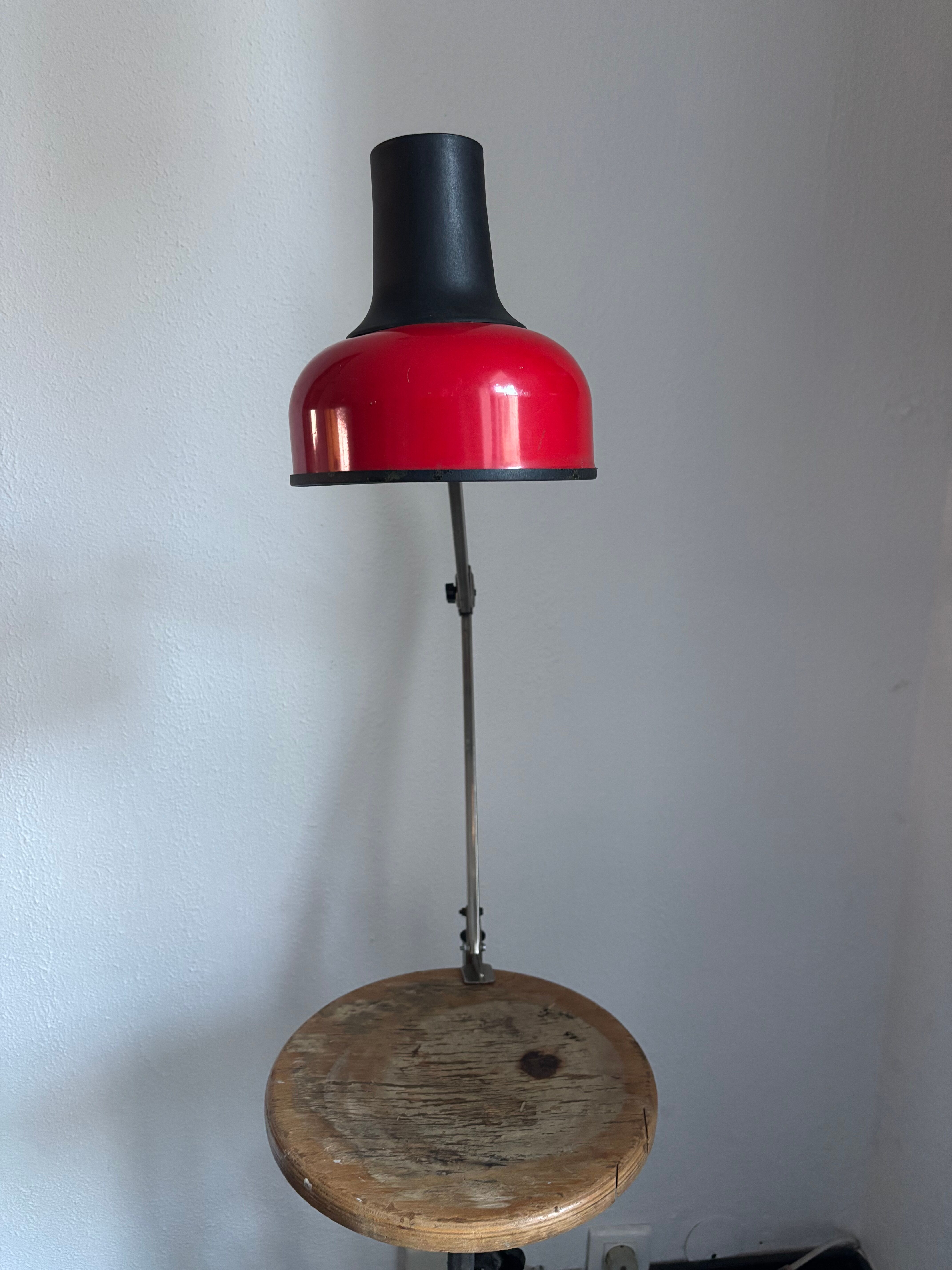 Vintage 1970 Lival P12 architect lamp Finland red steel - 65 cm