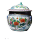 Large covered vase in Chinese porcelain, floral famille rose decoration.
