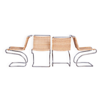 Restored Bauhaus Set of Chairs, J. Halabala, UP Zavody, Chrome, Czechia, 1930s