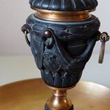 French antique crystal bronze and brass cornet soliflore vase from the early 1920s.