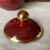 Saint Clément Art Deco Burgundy and Gold Sugar Bowl