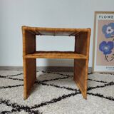 60s woven metal wicker bedside table