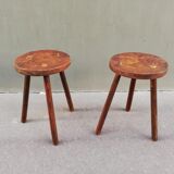 Pair of vintage tripod stools