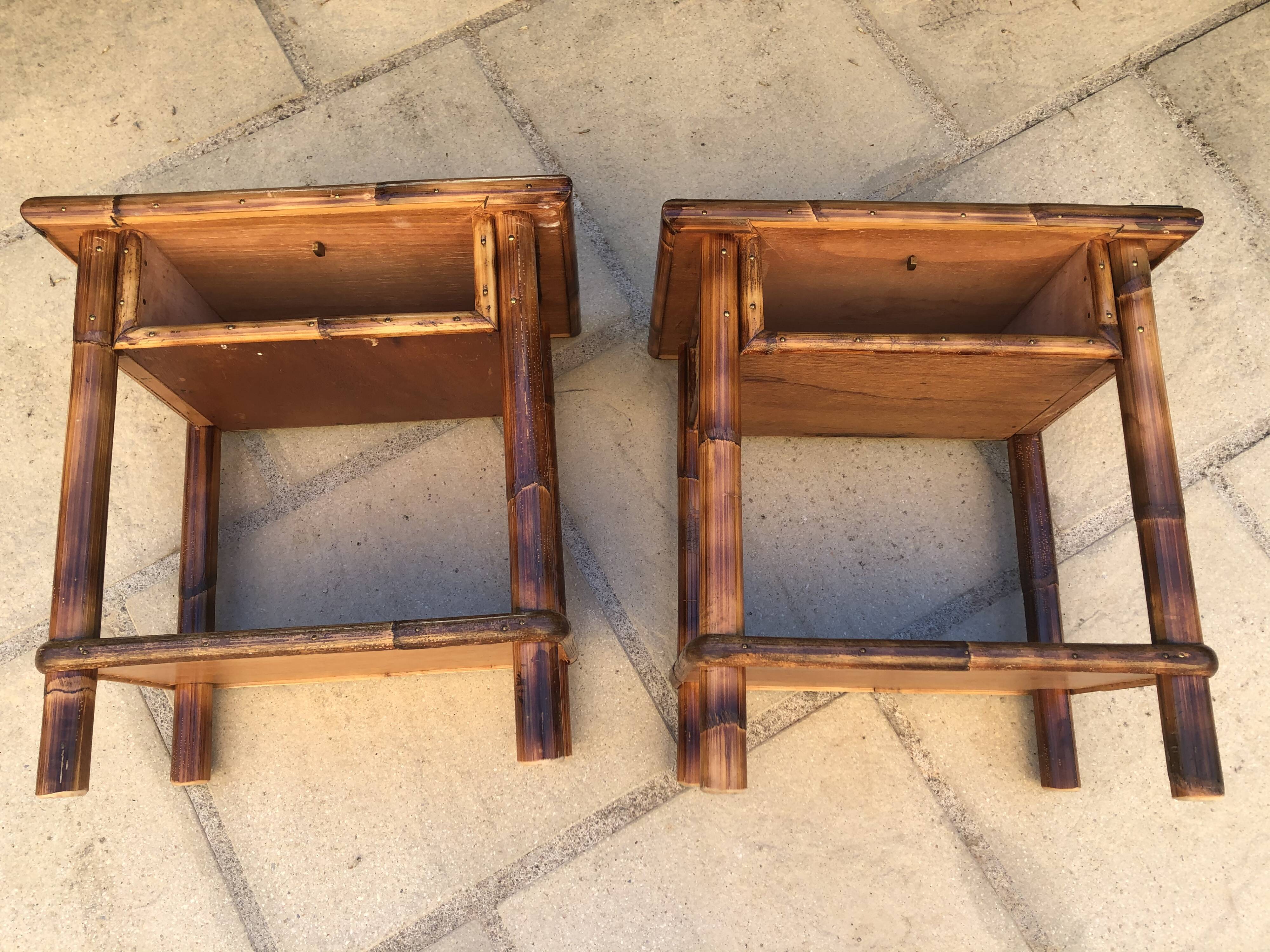 Pair of bedsides wood and canning