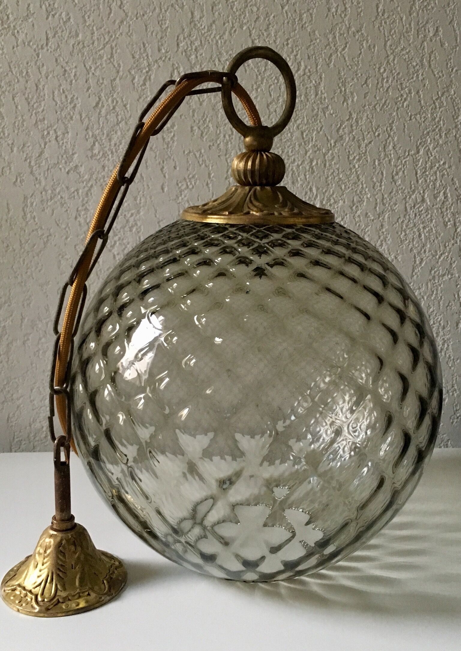 Hanging ball vintage smoked glass