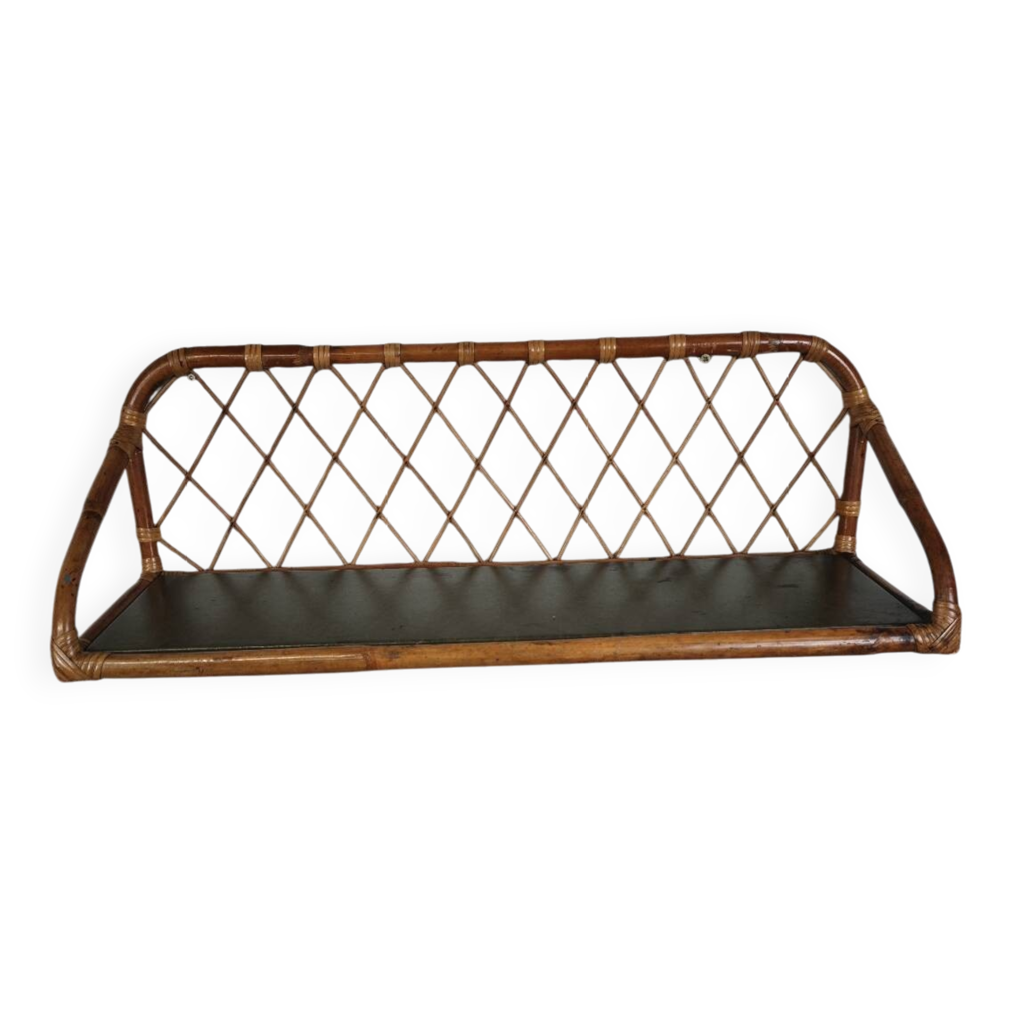 Vintage rattan wall shelf