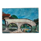 Oil painting on canvas landscape old bridge and river