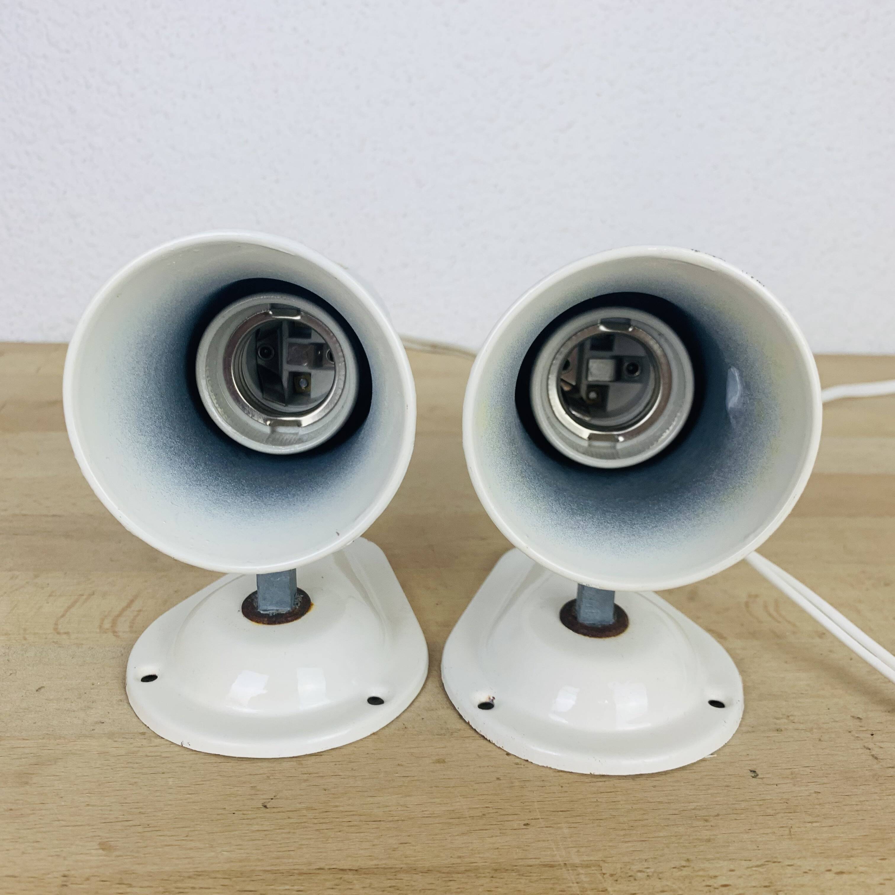 Pair of vintage white metal Lita spotlights