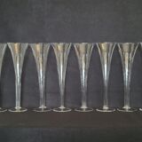 8 old champagne flutes evased blown glass model impossible