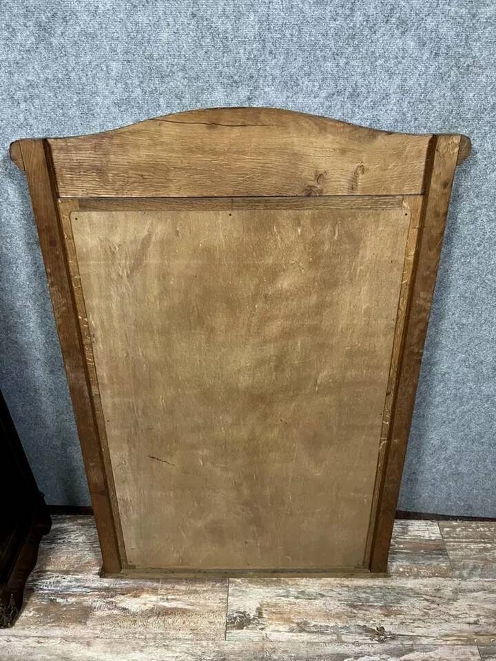 Large Art Deco period mirror in carved oak circa 1930