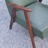 Pair of vintage Scandinavian style armchairs with moleskine compass legs from the 1950s