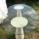 Table glass columns travertine design 1980