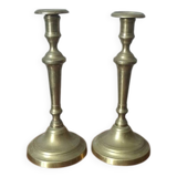 Pair of antique brass candlesticks Scandinavian countryside candlesticks