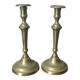 Pair of antique brass candlesticks Scandinavian countryside candlesticks