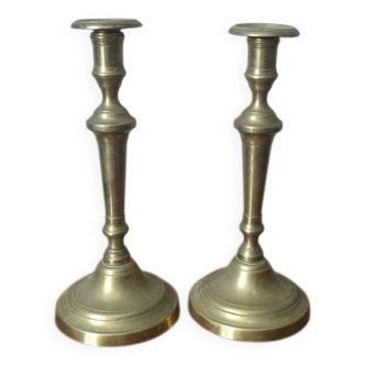 Pair of antique brass candlesticks Scandinavian countryside candlesticks