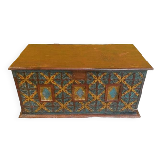 Antique oriental chest bridal chest hand painted wood carving