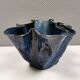 Very special vase in “folded” bluish glazed clay.