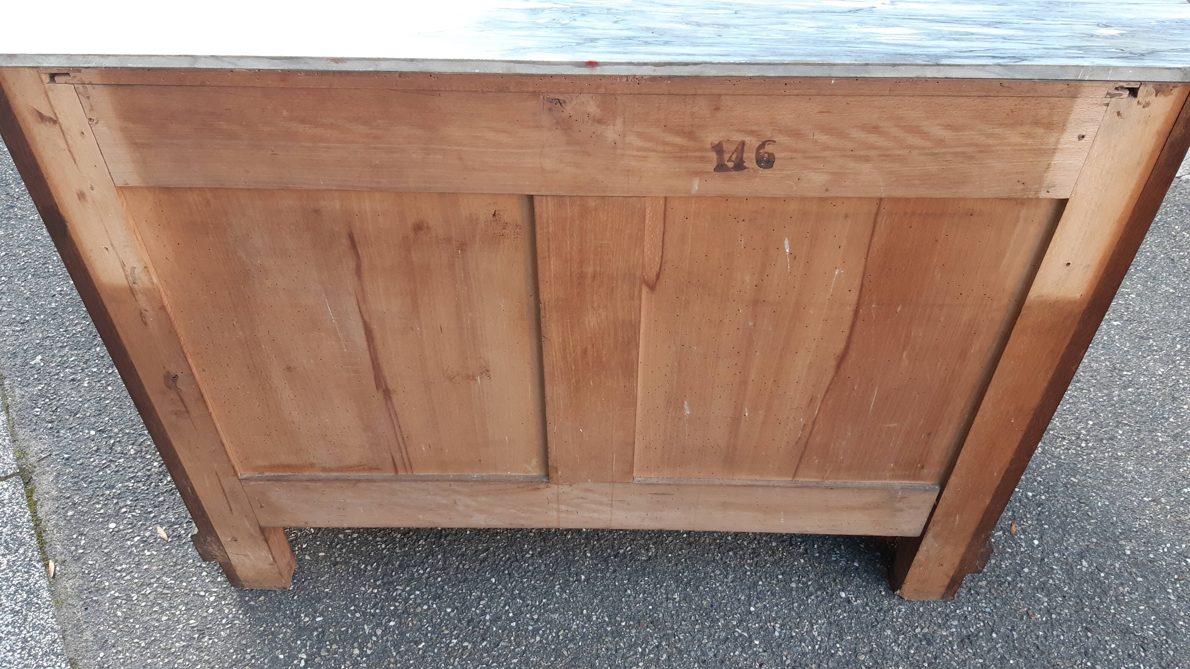 Commode chêne et marbre début XXème