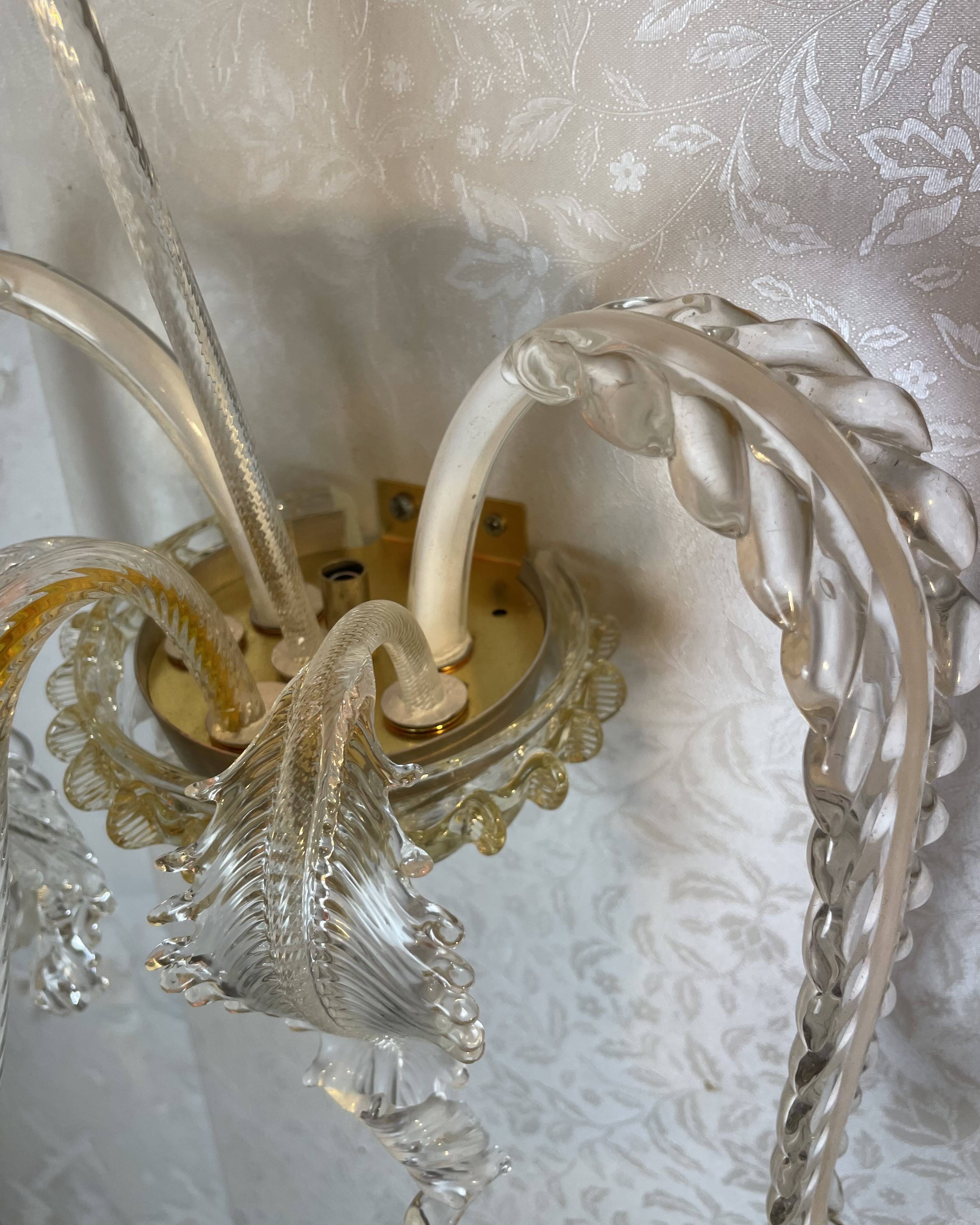Pair of Murano Sconces in the style of Barovier & Toso, 1980s