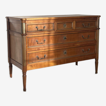 Wood and brass chest of drawers