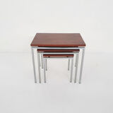 Rosewood and metal nesting tables, The Netherlands 1960's