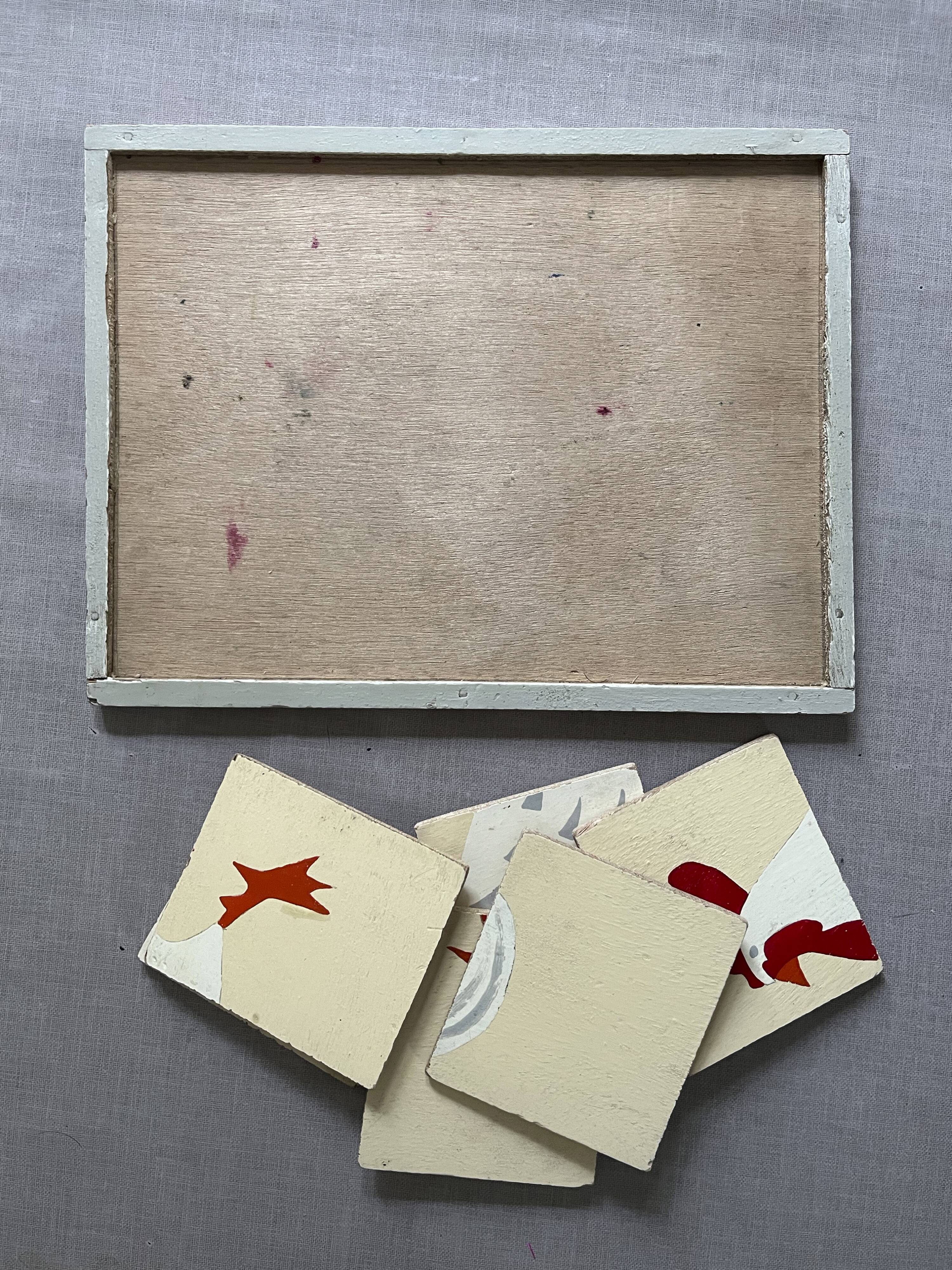 Wooden puzzle frame from the 30s/40s representing a rooster