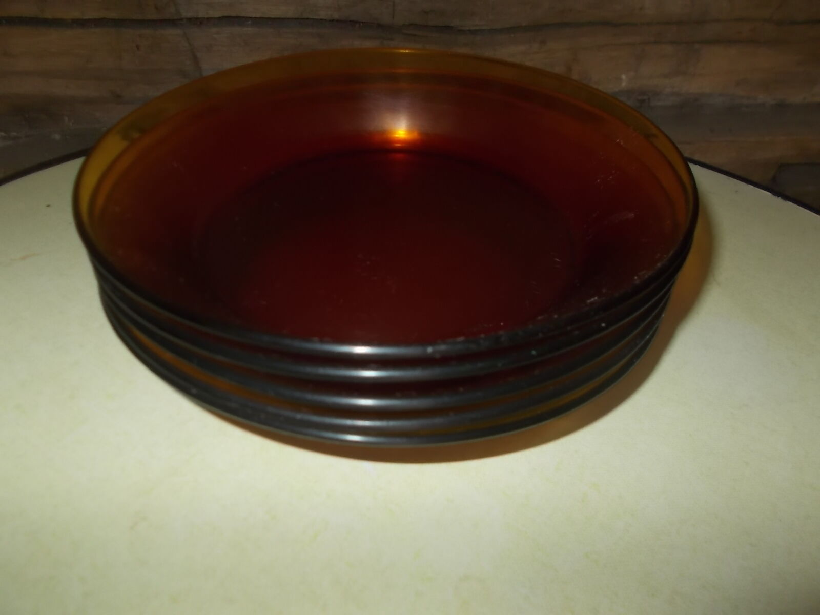 Lot of 5 yellow Duralex deep plates.