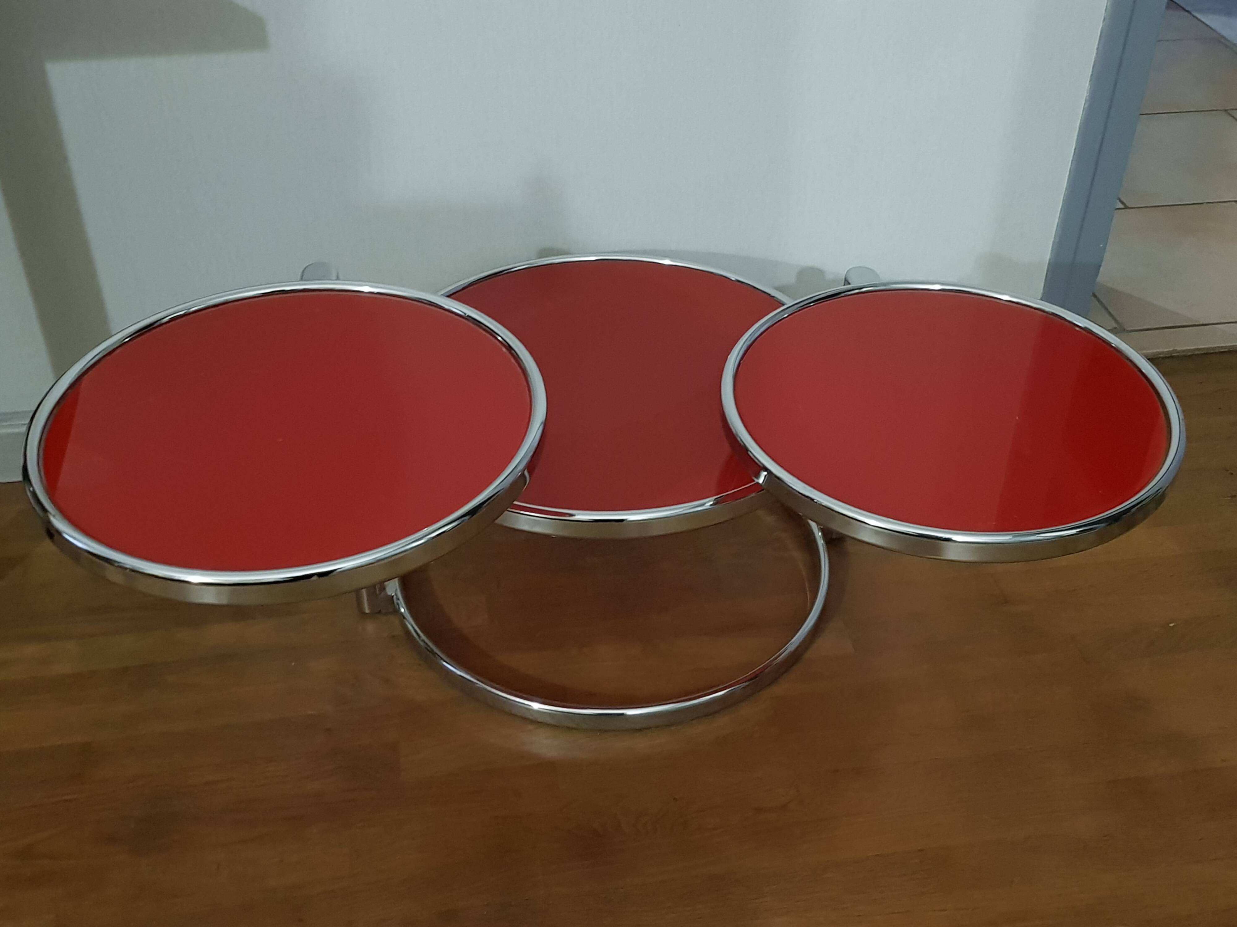 Chrome coffee table 3 swivel trays