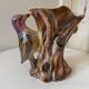 Kitsch Vase "Tree Trunk with Green Woodpecker" - Pink Iridescent Ceramic