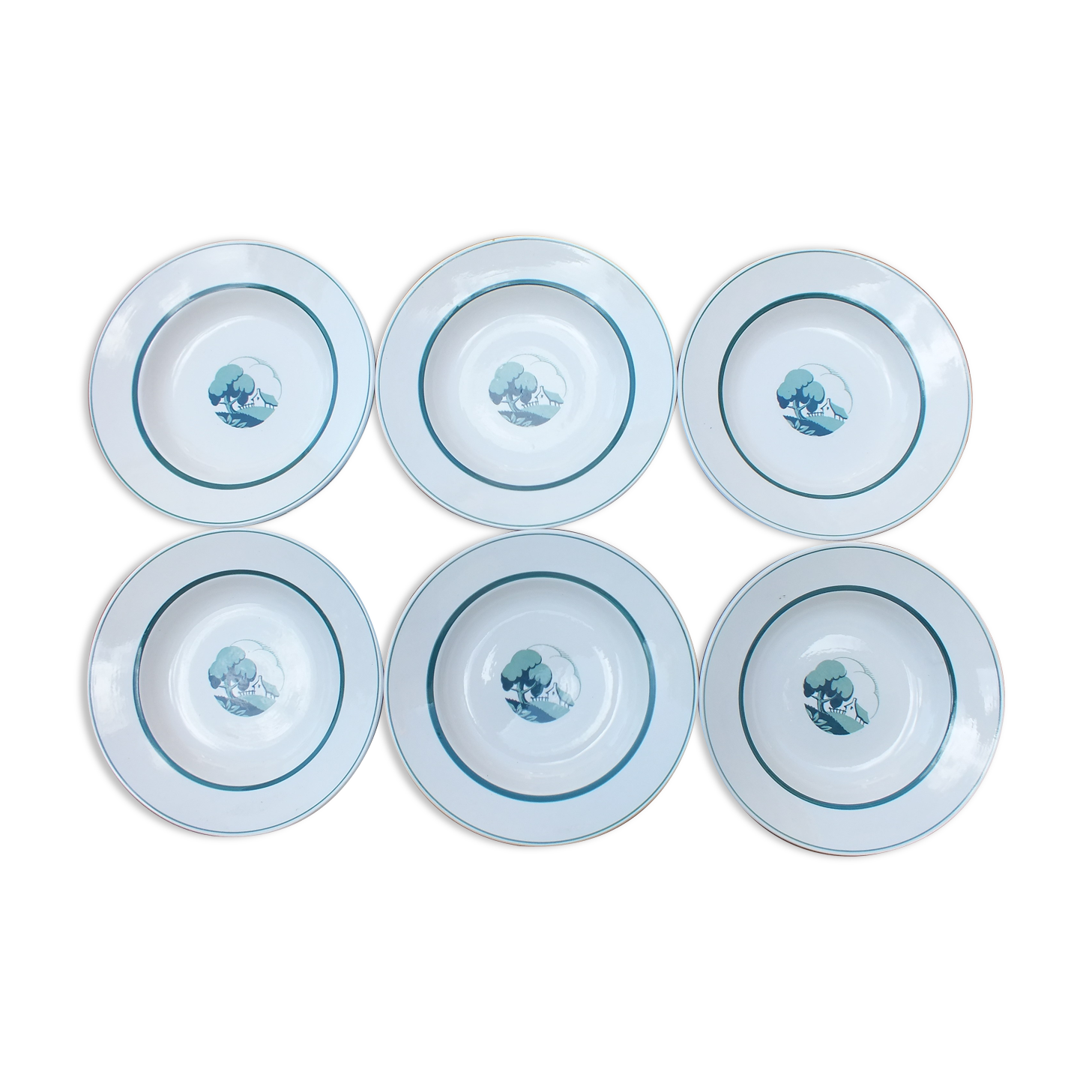 6 vintage hollow plates Sarreguemines Arlette service