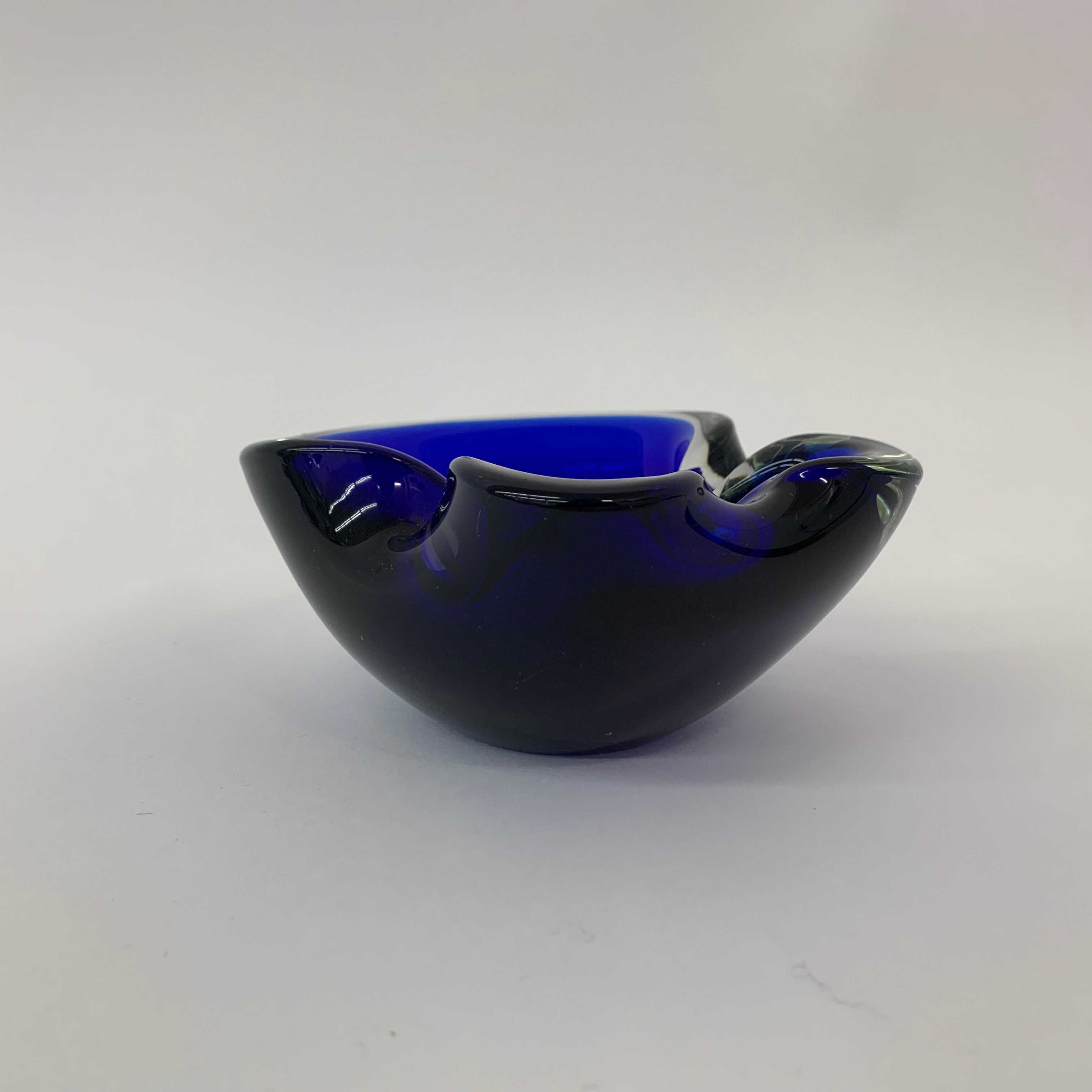 Mid century design set of 4 blue murano glass bowls , 1970's