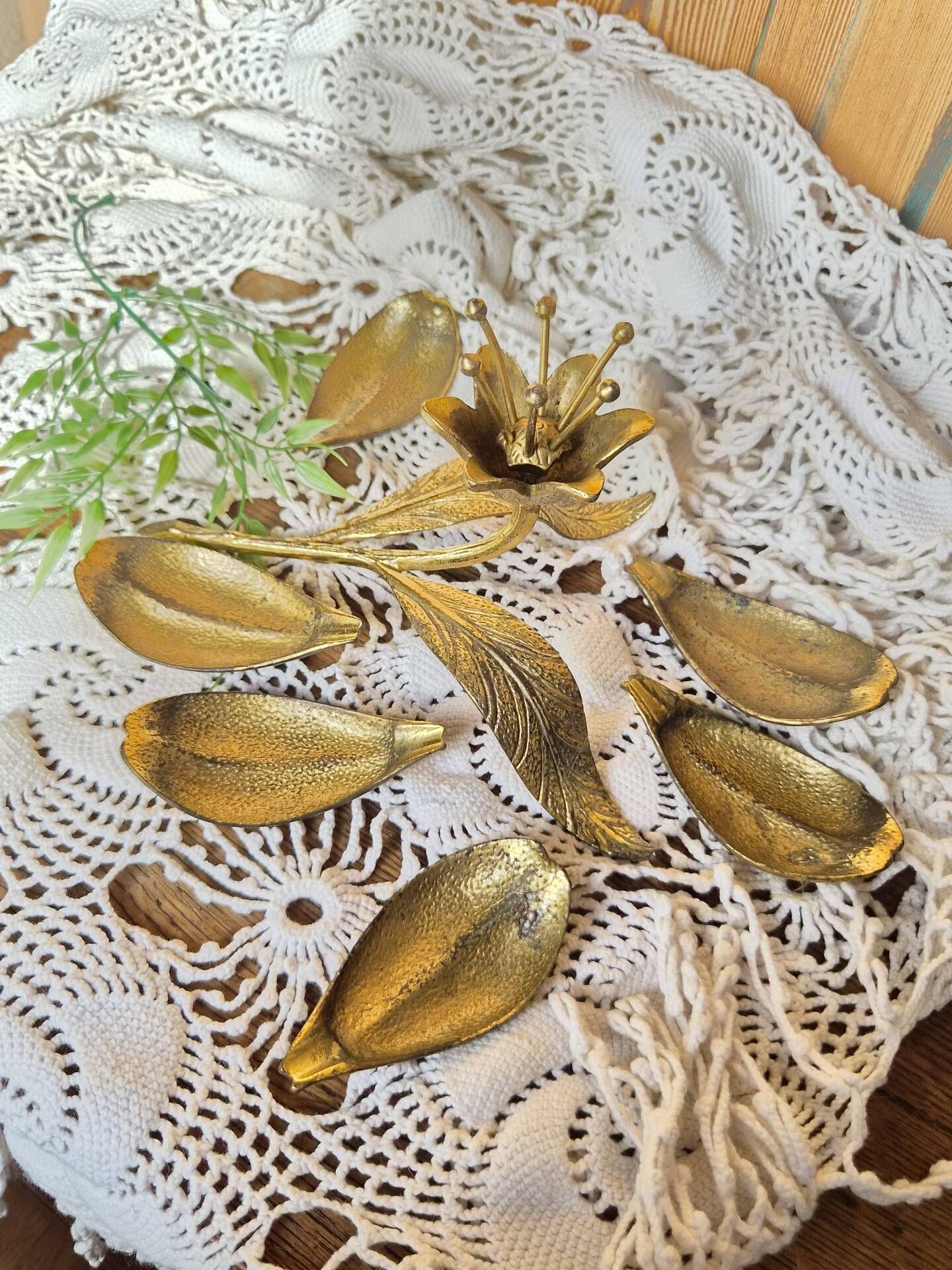 Vintage lotus flower ashtray in brass