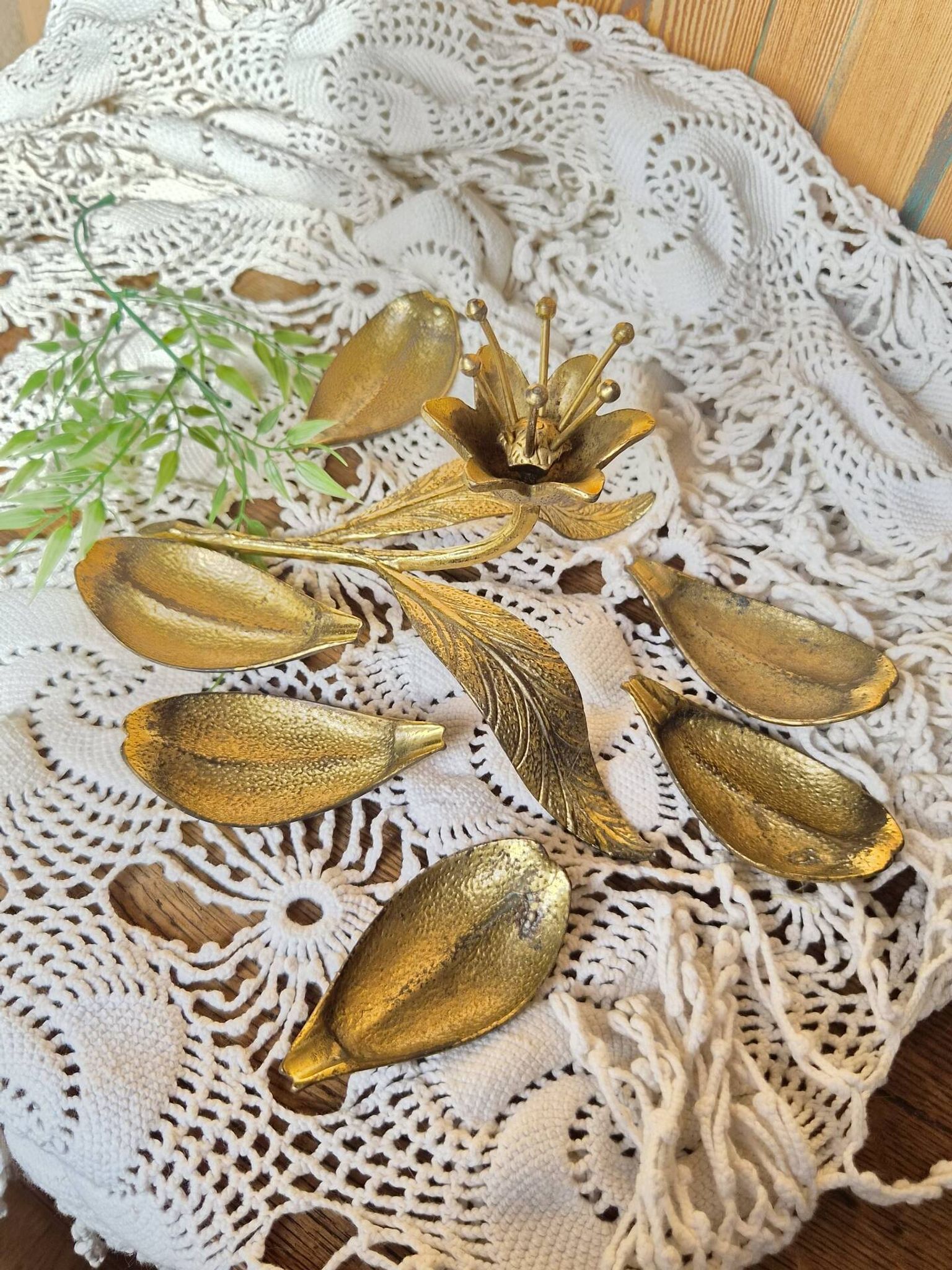 Vintage lotus flower ashtray in brass