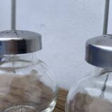 German salt and pepper shaker WMF in metal and glass, 1970