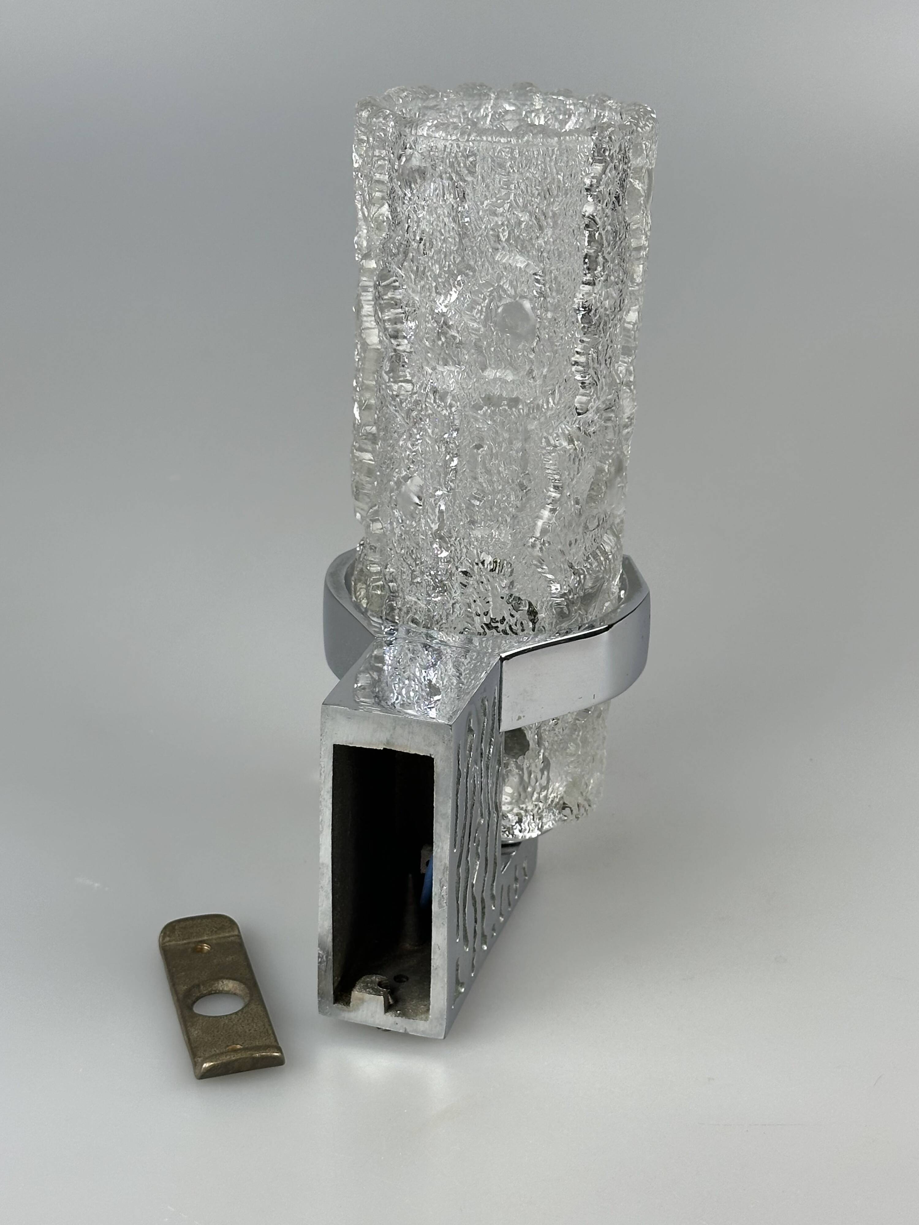 1960s/70s Wall Lamp in Glass & Chrome, Brutalist German Design