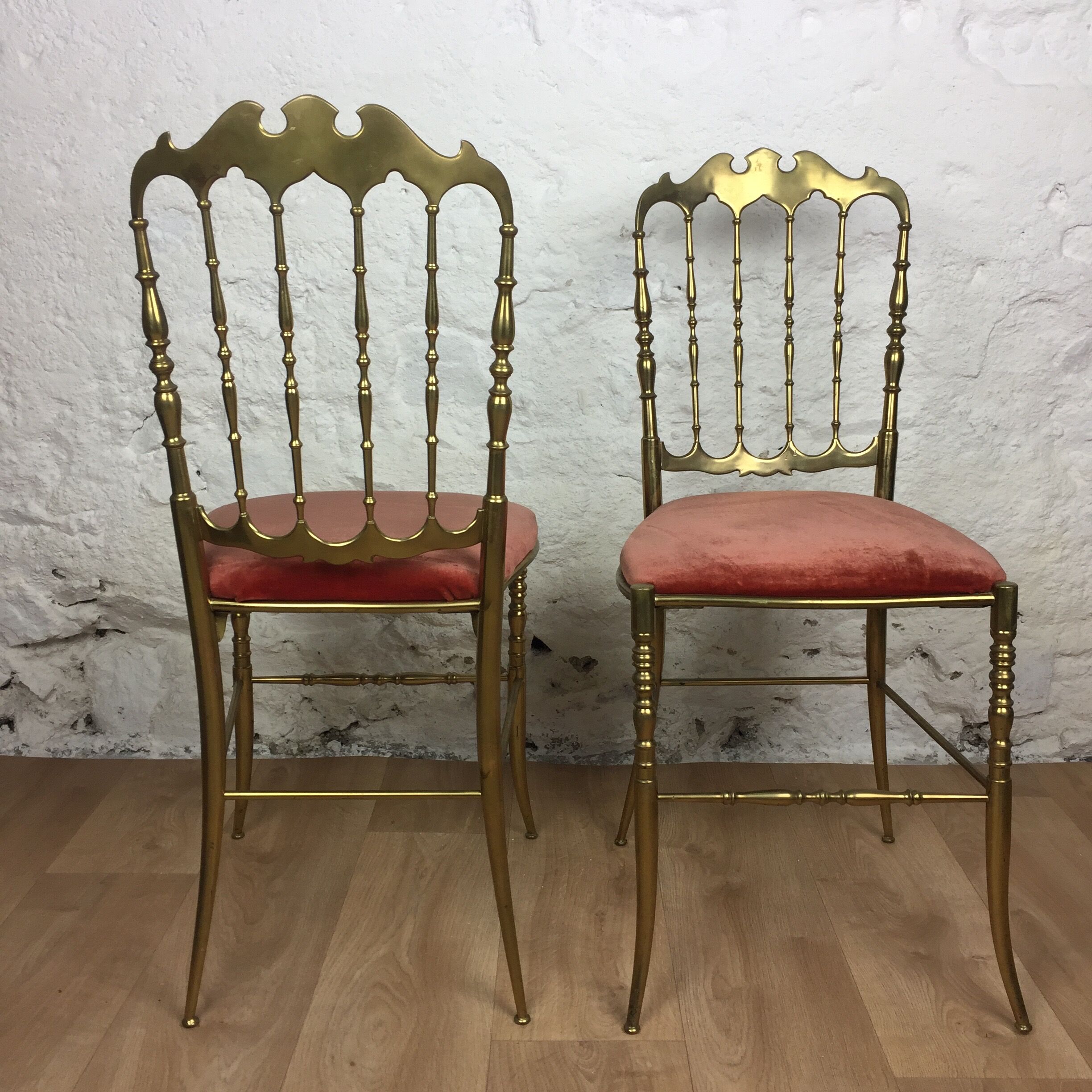 Pair of brass chairs "Chiavari"