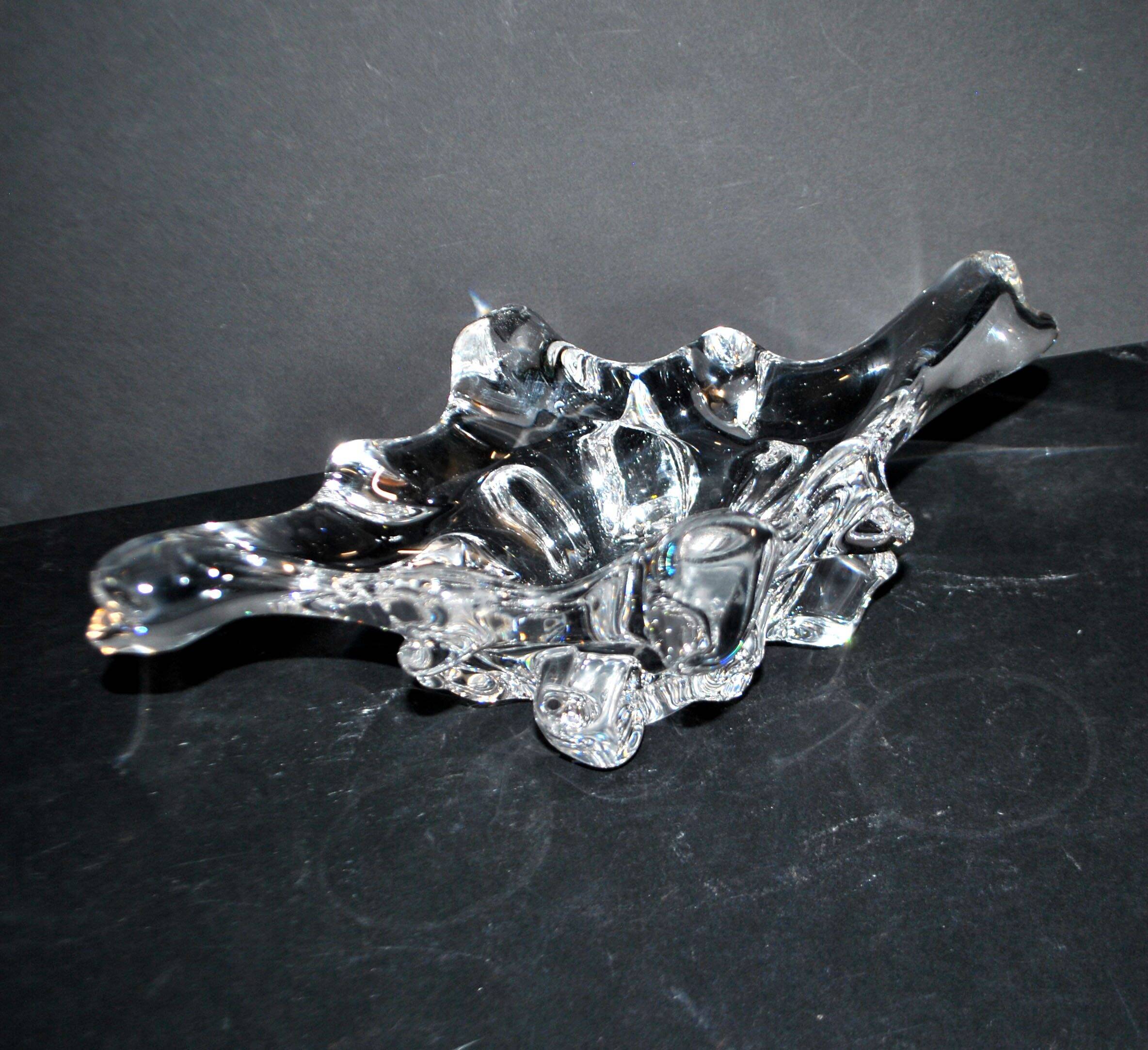 1960 design empty pocket coupe in free-form moulded crystal by Daum