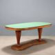 Vintage table in solid beech and glass, design, Italy, 1950s