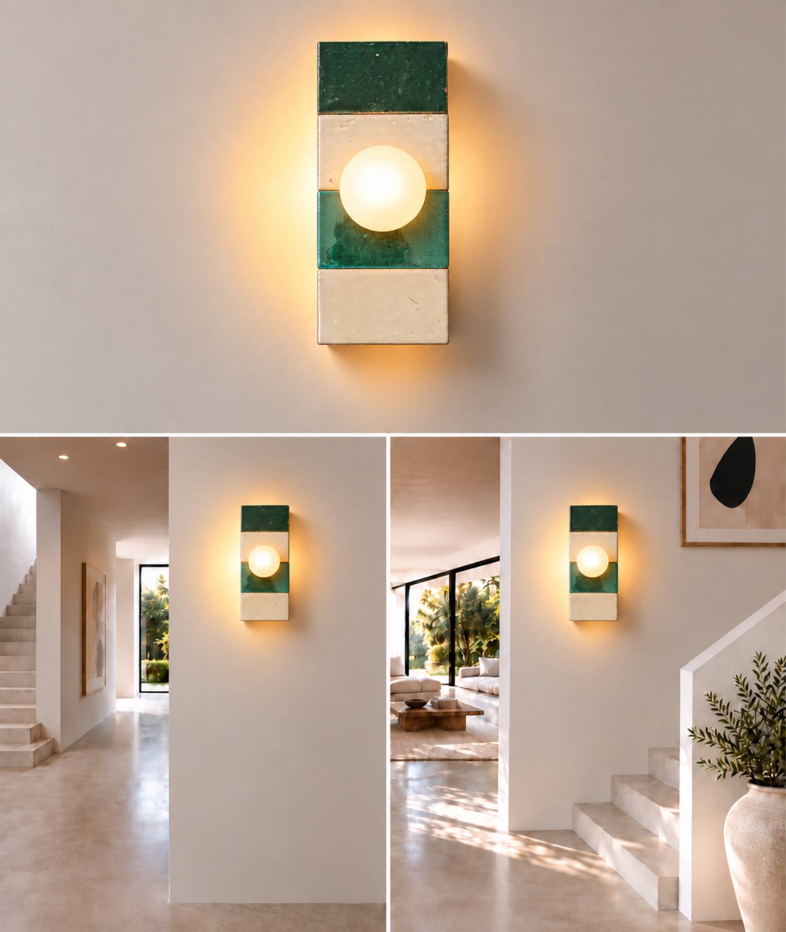 Ceramic zellige wall light