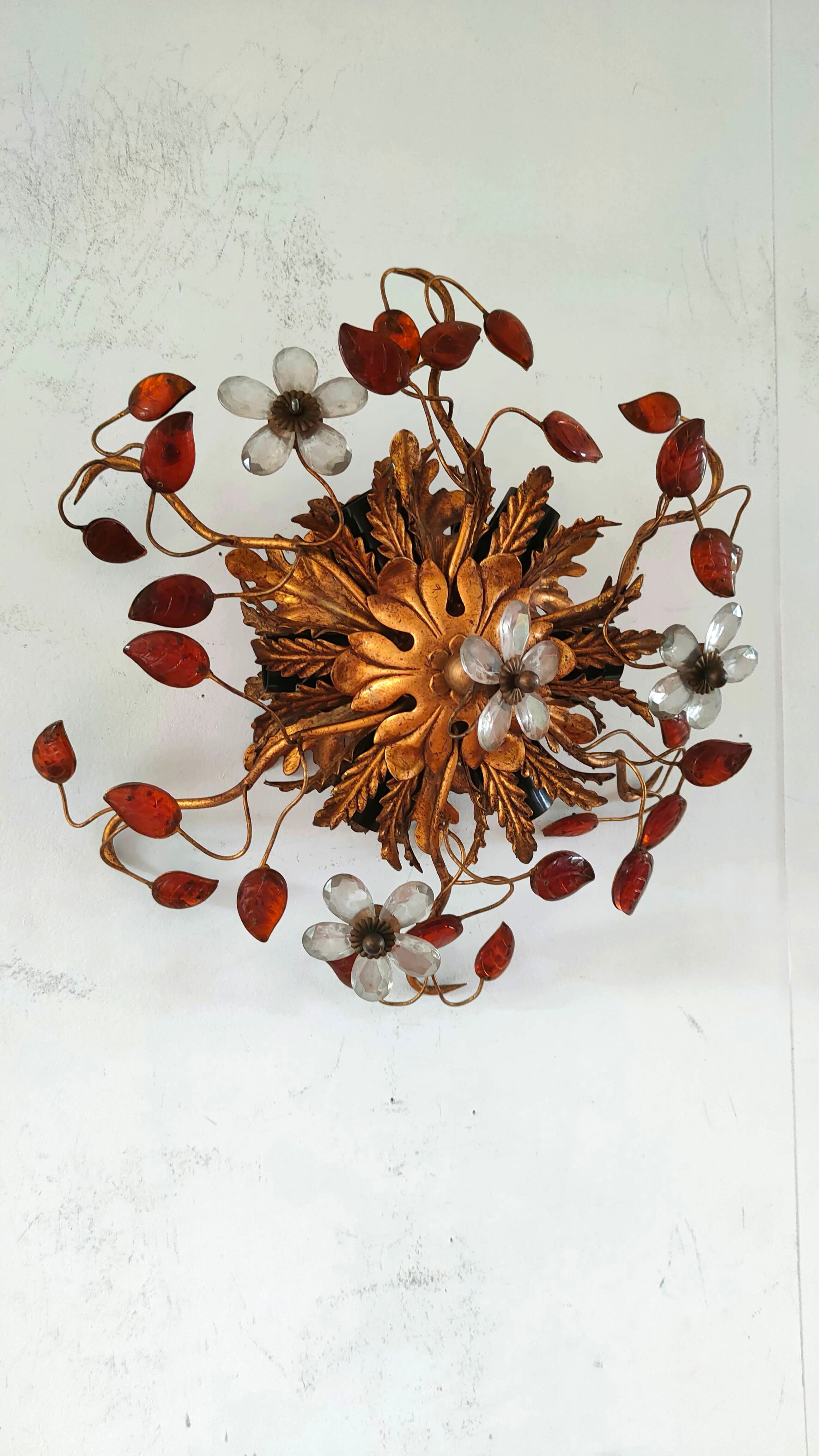 Wall lamp Maison Banci metal and glass of Murano design 70s