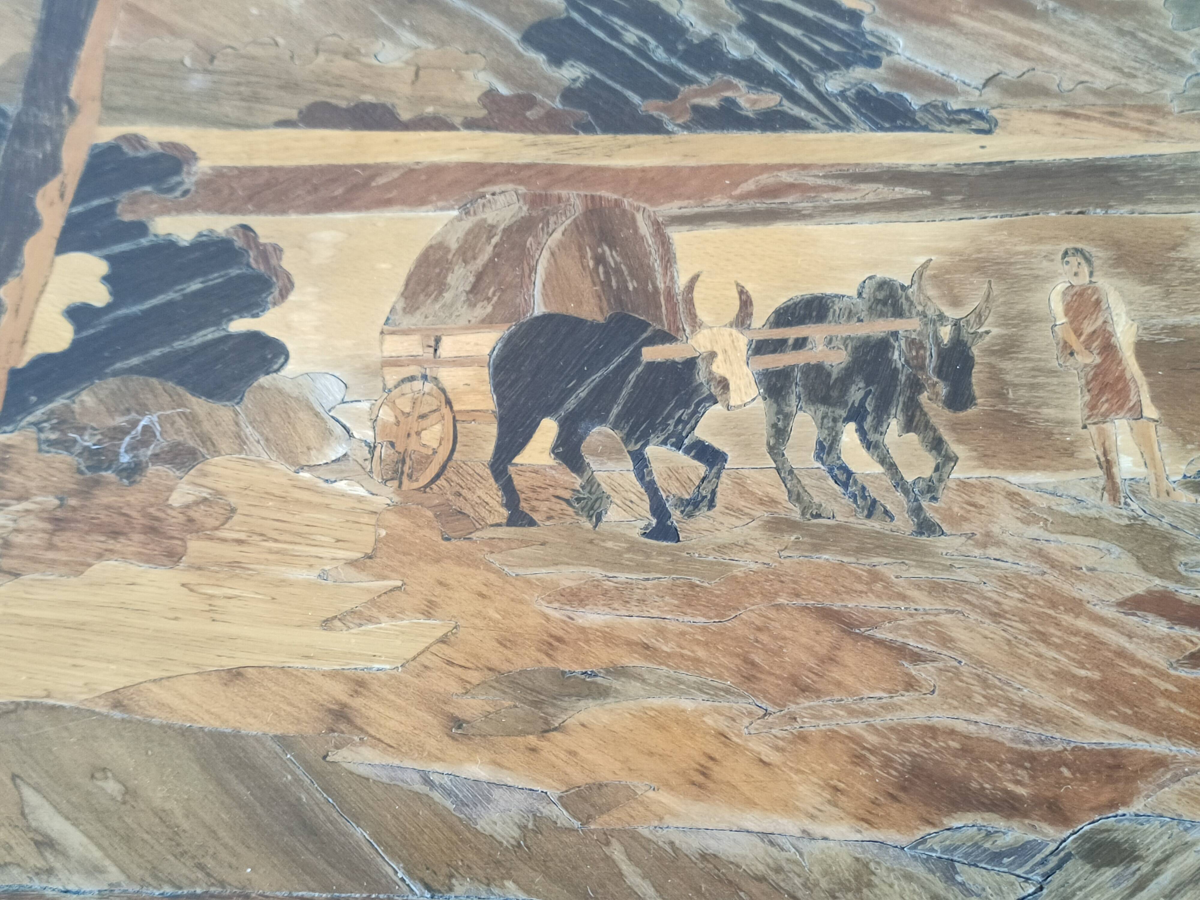 coffee table in marquetry from the 1950s-60s