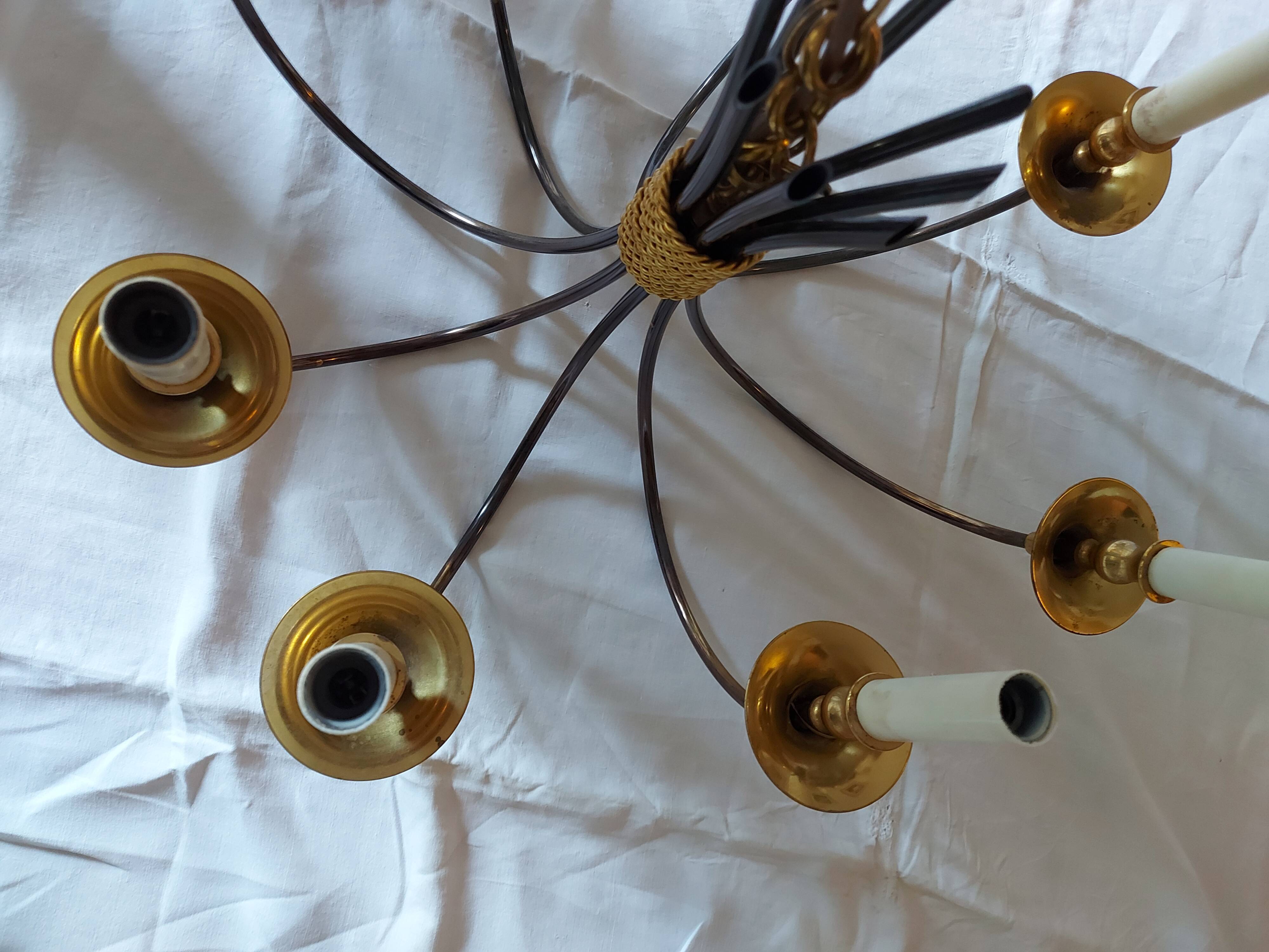 Chandelier design 8 gold brass metal lights